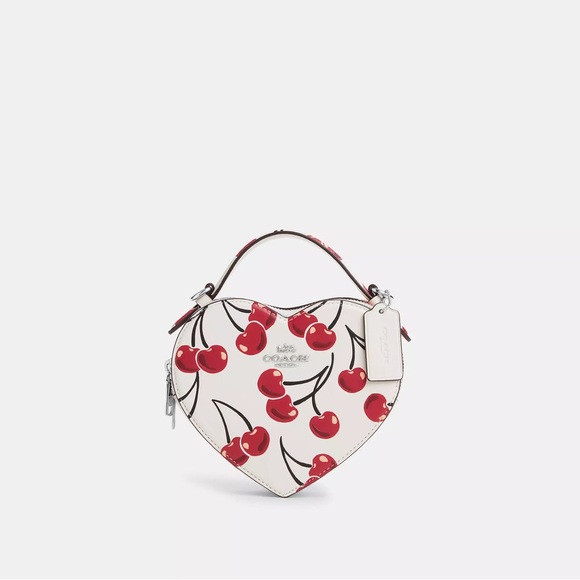 Coach Heart-Shaped Cherry Mini Bag - White and Red